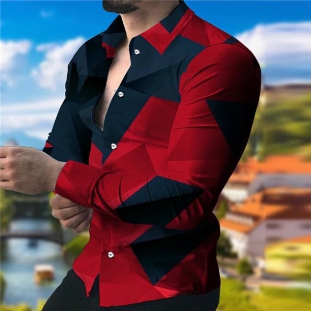 Men’s Cotton, Bamboo, and Microfiber Single Breasted 3-D Printed Club Sh…